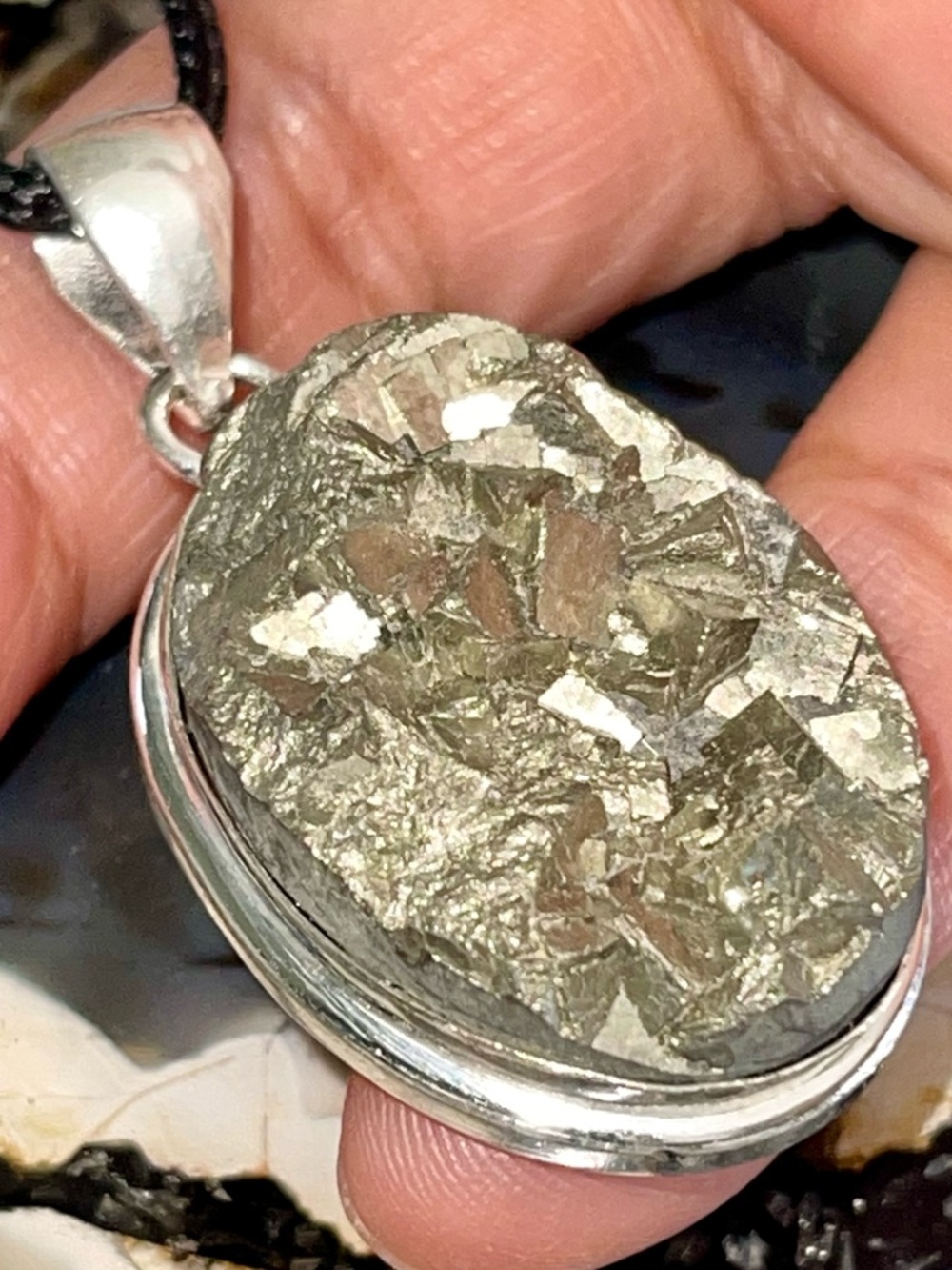 Raw “Fools Gold” Drusy Pyrite Pendant 2”